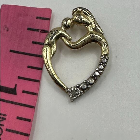 925 FAS Vintage Pendant Mother Child Heart Spiritual Inspirational Religious - Picture 7 of 7